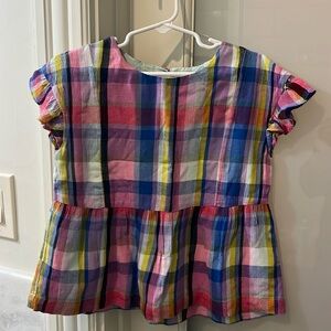NWT: Gap girls plaid flutter sleeve top size small (6-7)